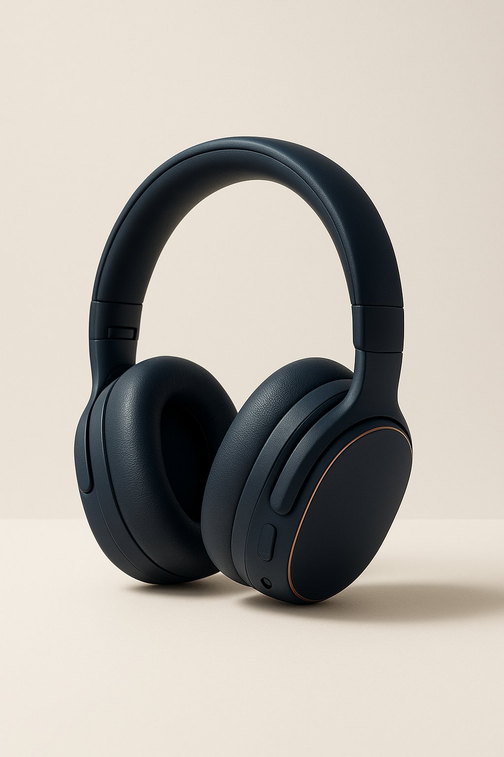 Midnight-navy over-ear headphones shown close enough to compare the earcup and cushion profile
